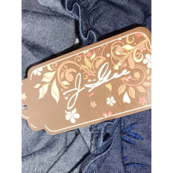 J Gee Women's Blue Dress cold shoulder 1X Large embroidered - Picture 5 of 11